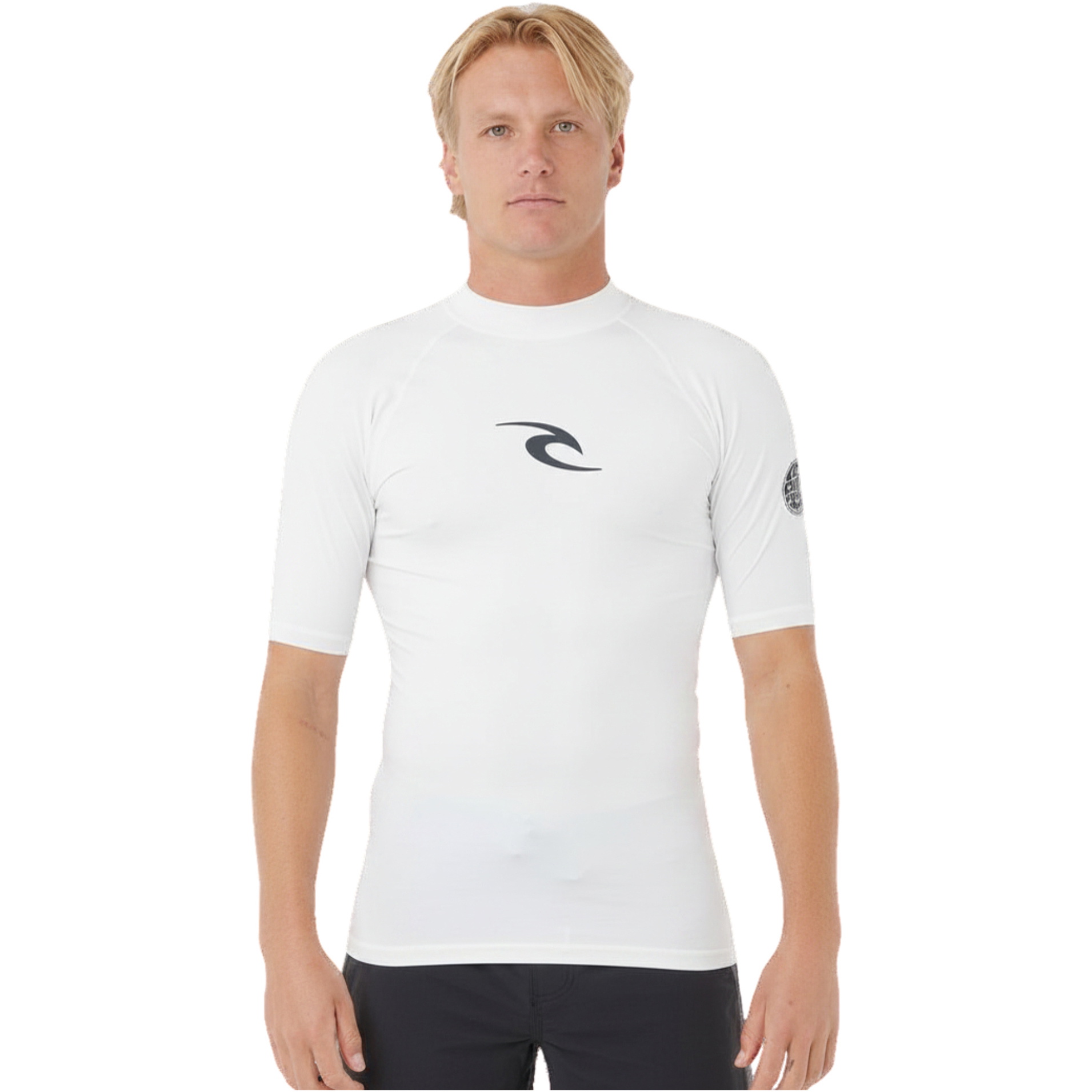 2026 Rip Curl Mens Waves UPF Performance Short Sleeve Rash Vest 16MMRV - White